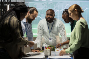 Équipe multiculturelle TGV Partners en réunion de travail